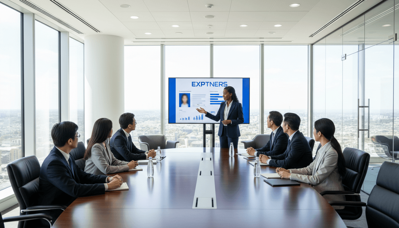 Diverse team with black leader in conference room, discussing strategies